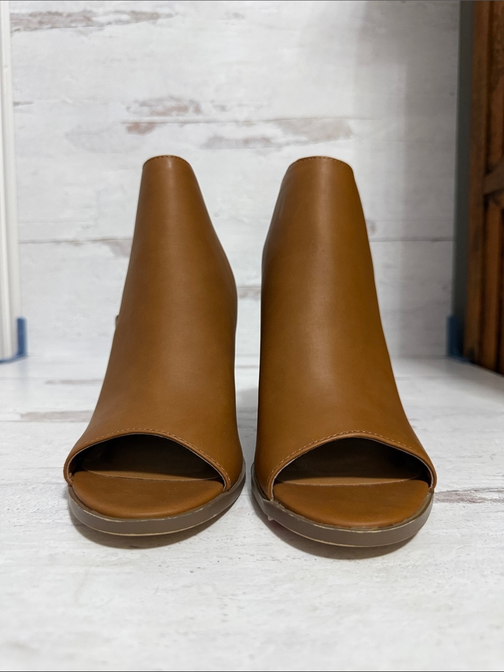 DV by Dolce Vita Cognac Open-Toe Ankle Booties
